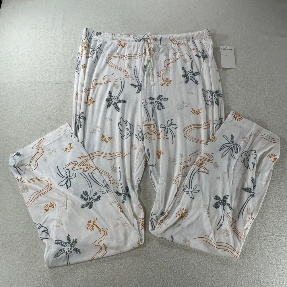 NWT BP Nordstrom Green and Yellow Tropical Leaf Print Pajama Pants Sz M - Picture 4 of 12